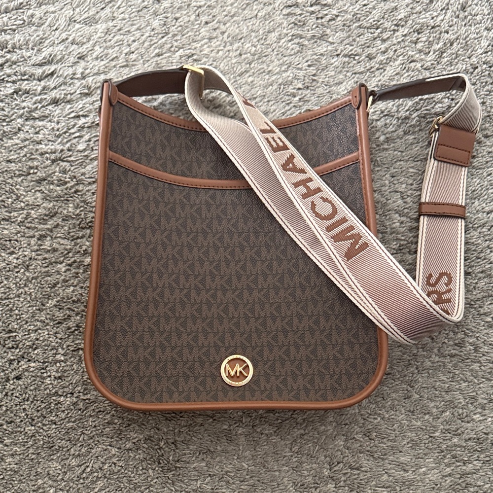 Michael Kors Brown and Tan Messenger Bag